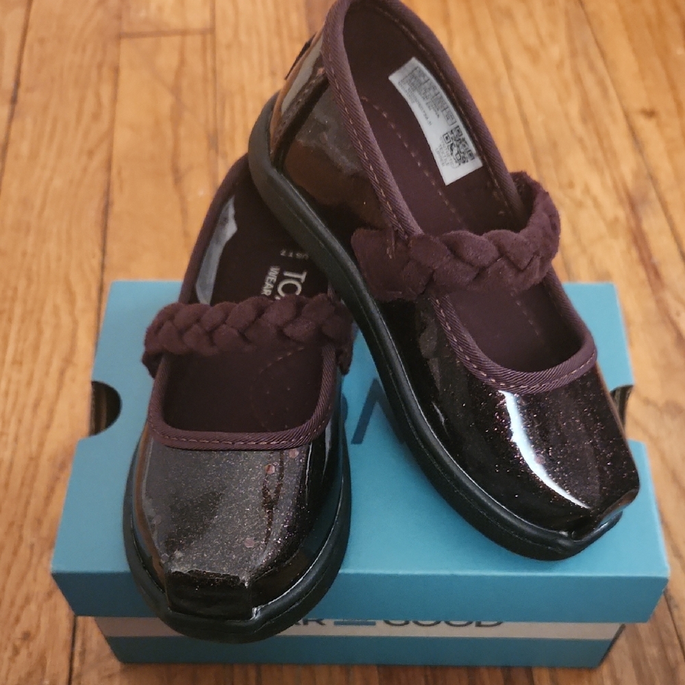 Like New Toddler Girls' Burgundy Glitter Mary Jane Shoes Size 7